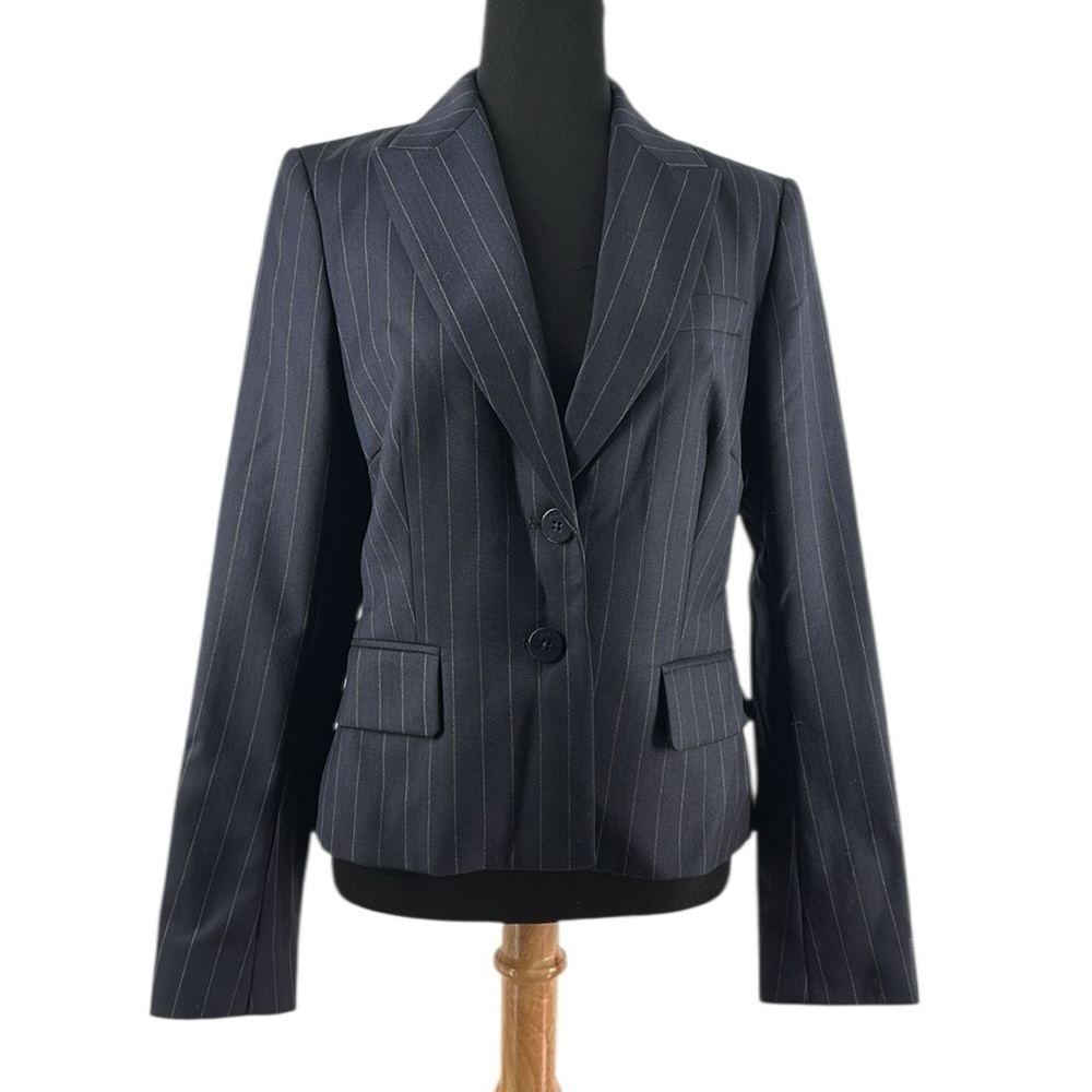 Hobbs London wool blazer navy pinstriped classic luxury business sz 8